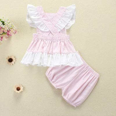 China Sweet Baby Clothes Set For Girl Toddler Outfit Baby Shirt With Ruffle Sleeve+Bloomer Dressing Set for sale