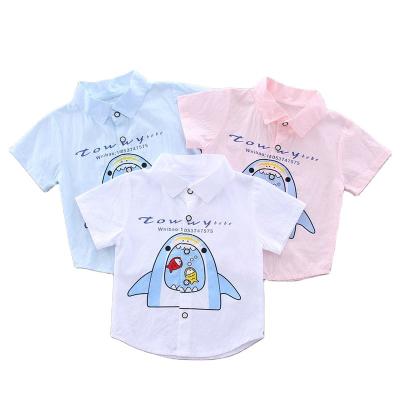 China Breathable Popular Style Baby Clothes Boys Prints Shirt Tops Short Sleeve Baby Kids Clothing Shirt for sale