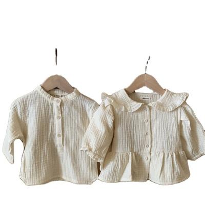 China Autumn Baby Girl Breathable Cute Lapel Fan Cotton Girl Fashionable Baby Girl Blouse Shirt Large Kids Top Shirt for sale