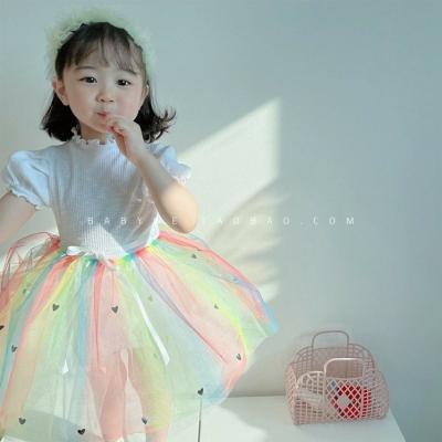 China New Breathable Kids Tutu Dresses Rainbow For Girls Spring Sweet Princess Designer Baby Toddler Dress Girls Dress for sale