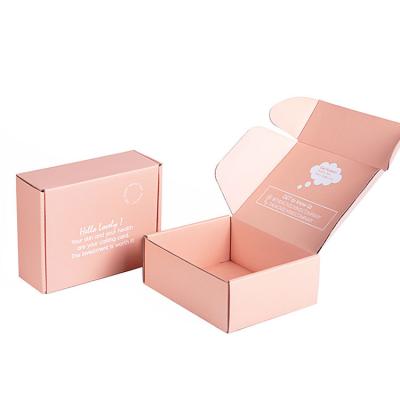 China Custom Materials Logo Pink Recycled Cardboard Apparel Gift Box Packaging Transport Box For Packaging for sale