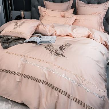 China Nondisposable Beauty Hotel Embroidery Solid Color Bed Sheet Cotton Satin Luxury Bedding Set Bridal 100% Wedding for sale