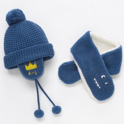 China Medium Cute Girls Autumn And Winter Boys Cartoon Custom Logo Knitted Hat And Scarf Sets For Kids for sale