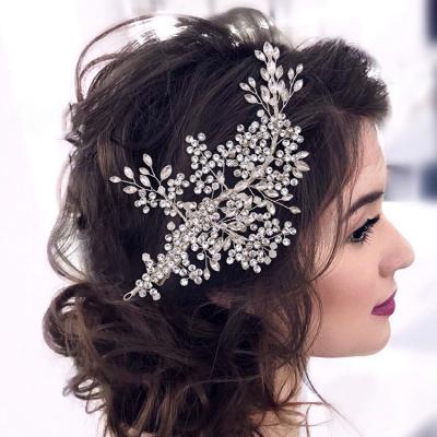 China Wholesale Crystal Handmade Metal Diamond Hair Clips Wedding Head Pieces Bridal Headpiece For Wedding for sale