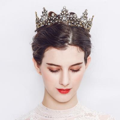 China Baroque simple gold tiaras bridal beauty pageant to marry full round princess tiaras headpieces tiara TO-111019 for sale