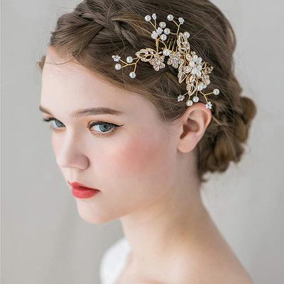 China Metal wedding bridal shiny crystal hair comb accessories elegant headwear banquet for women for sale