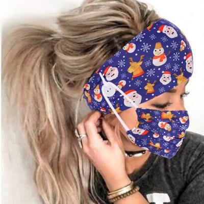 China Reusable Knitted Fabric Headband With Mask Designer Christmas Headband And Mask Sets Women for sale