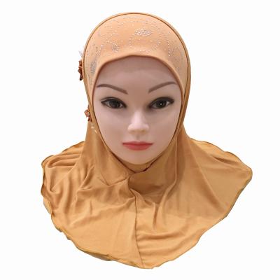 China Cotton Muslim Head Wrap Suitable Kids Aged 2-7 Years Rhinestone Chiffon Islamic Hijab Hijab For Kids for sale