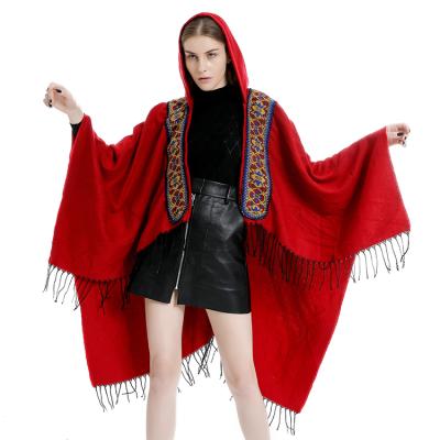 China Wholesale Cashmere style feeling wedding soft national oversized wild thick warm shawls cape knit winter cape shawl women for sale