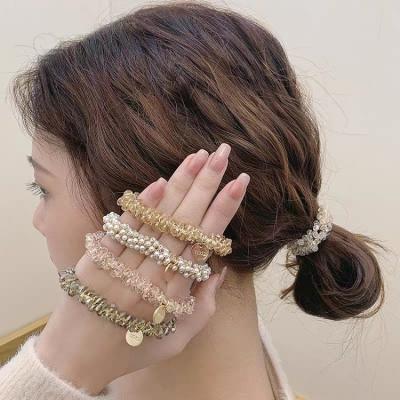 China 2020 Luxury Fashionable Women's Best Selling Bling Rhinestone Pearl Hair Silk Tie With Logo TO-111005 for sale