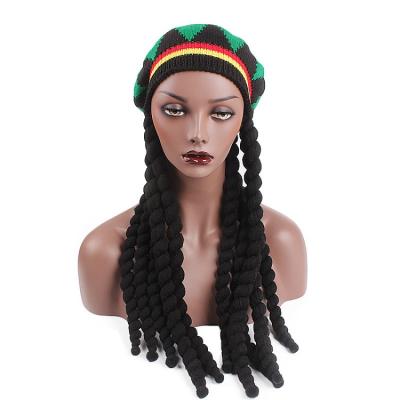 China JOINT high quality african reggae hat beanie with marley hats women marley hats long black hair dreadlock jamaican rasta hat for sale