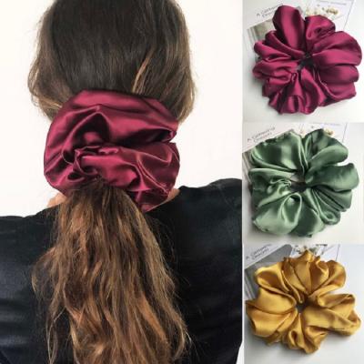 China Eco-Friendly Large Oversized Colorful Black Pink Printed Pure Silk Satin Hair Ring Custom Logo Scrunchie TO-111008 for sale