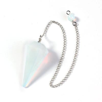 China China Quartz Crystal Stone Opalite Pendulum Pendant Necklace Fashion Natural Stone Charms for sale