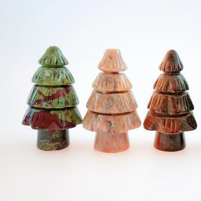 China Wholesale Europe Natural Green Quartz Crystal Christmas Tree Engraving Healing For Decoration for sale