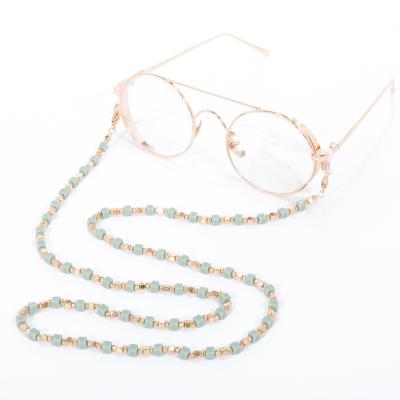 China Fashionable long squeare acetate with combined ccb and rubber bead buckle with clip sunglass chains for jewelry for sale