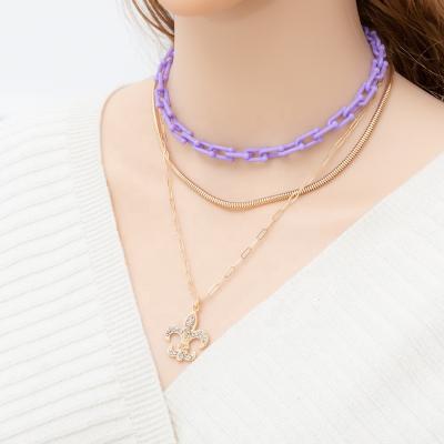 China FASHIONABLE Fleur de lis Layered Personalized Necklace Chain Accessories Jewelry Necklace For Women Jewelry for sale