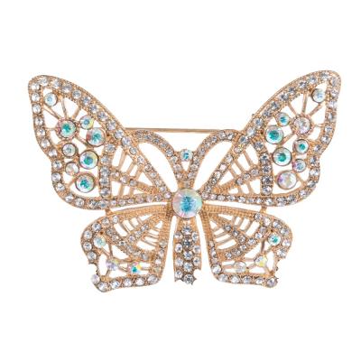 China New Style Fashionable Ladies Lovely Breastpin Butterfly Shape Rhinestone Zinc Alloy Brooch for sale