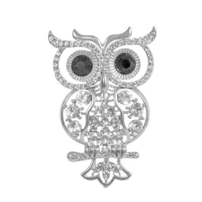 China New Style Fashionable Ladies Lovely Breastpin Owl Shape Rhinestone Brooch Zinc Alloy Pin for sale