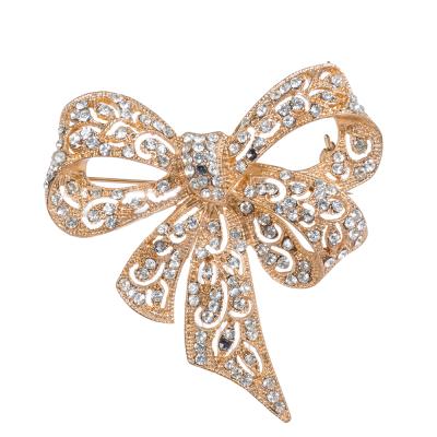 China New Style Fashionable Ladies Lovely Breastpin Bowknot Shape Rhinestone Zinc Alloy Brooch for sale