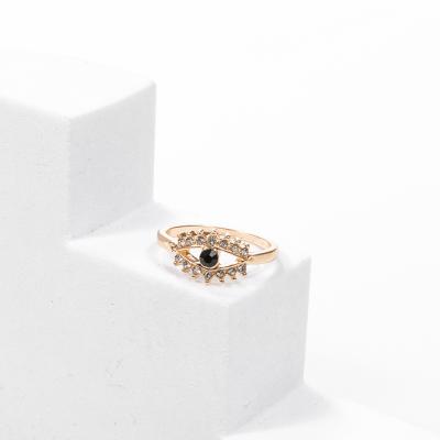 China 2021 Newest Design Eye Shape 24k Fashionable Rhinestone Customized Stone Casting Ring For Women for sale