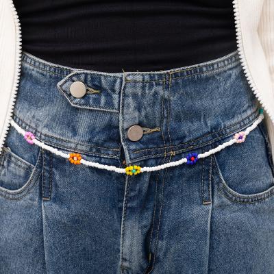 China Classic Hot Sale Flower Shape Pattern Colorful Handmade Seed Beads Belt Chain For Woman Jewelry for sale