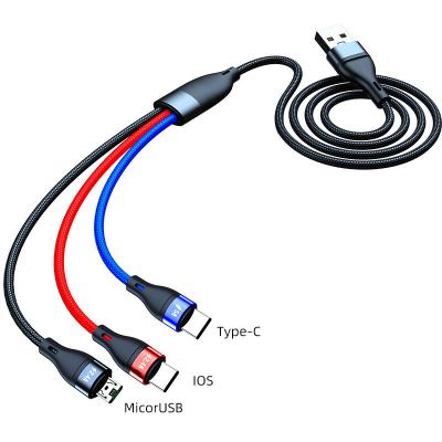 China Power Bank 3-in-1 USB Cable Nylon Phone Charger Super Fast Charging Braided Multifunction Cable for sale