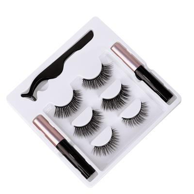 China Long Natural Magnetic Eyelashes 5 Mink Magnetic Lashes With Eyeliner Soft Black Set Silk Kit Eyelash for sale