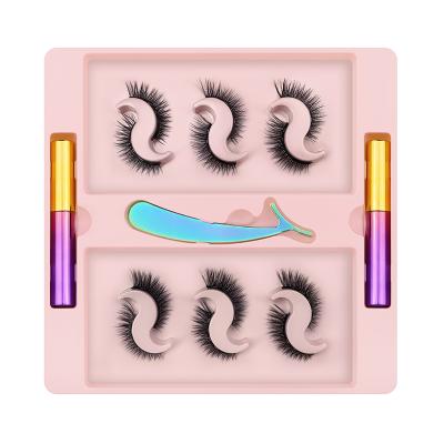 China 2021 Hot Selling Natural Long Magnetic Eyelashes Magnetic Lashes With Hand Made Eye Lash With Magnetic Glue 6 Magnets False Eyelashes for sale