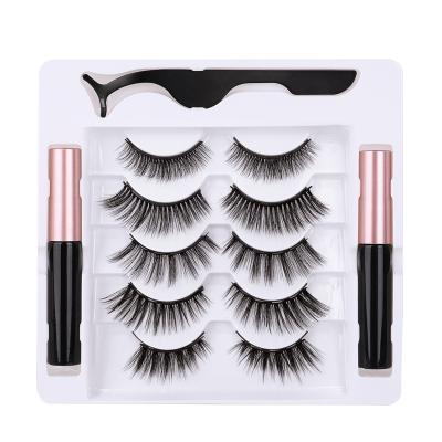 China Soft Fluffy Blended Waterproof Magnetic Natural Eyelash Extension Easy Apply Highlights 3D Mink Full Strip Eyeliner Tweezer for sale