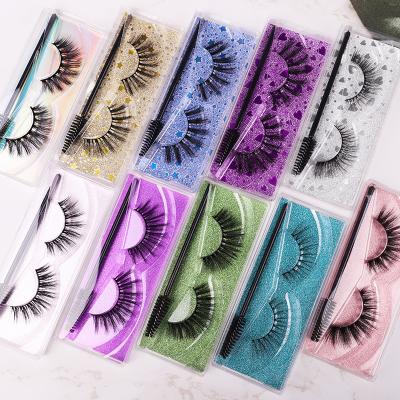 China Seller Handmade Natural Thick Natural Lashese Real Mink With Case False Mink Eyelashes Primer 3D Volume Lashes for sale