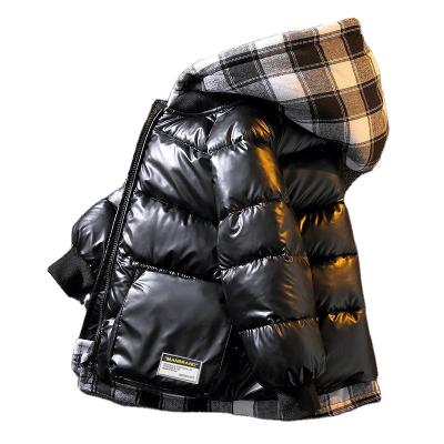 China New Boys Windproof Down Coat Children's Clothing Autumn Winter Outerwear Plaid Boys Waterpoof Hooded Coat 4 - 10 12 14 Years Old for sale