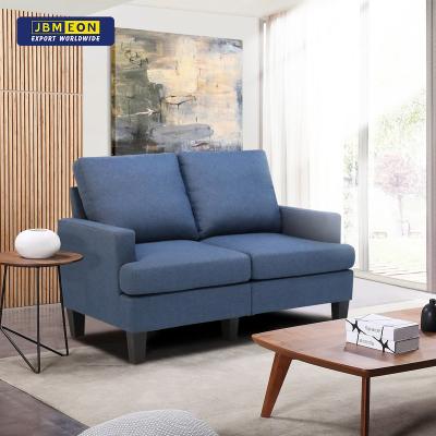 China Living Room Sofas JBMEON High Density Memory Foam 2 Seater Living Room Sofas Navy Blue Fabric Sofa Chair for sale