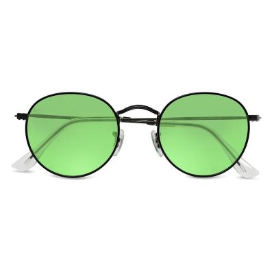 China Fashion Sunglasses Anna Choo Vintage Metal Green Glass Lens Ocean Round Glass 40mm for sale