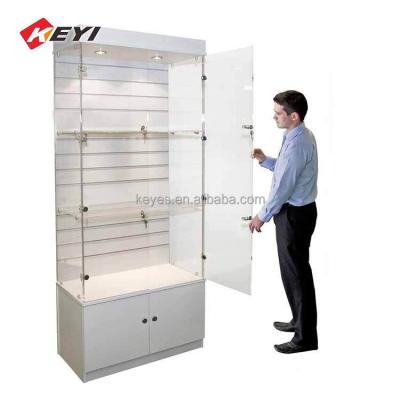 China Customized Eco-friendly Adjustable Tempered Glass Vitrine Cell Phone Wall Showcase Designs Used Display Cabinet Digital Products Store for sale