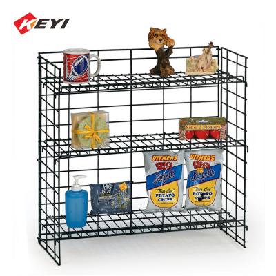 China Exhibition Display Table Metal Snack Shelf Rack Black Metal Display Stand for sale