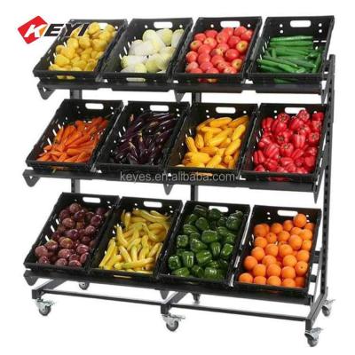 China Customized Design Supermarket Shelves Metal Fruit Shelf Fruit Display Rack Single Sided Fruit Vegetable Display Rack for sale