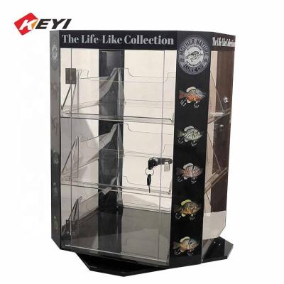 China Custom High Quality Lockable Clear Acrylic Display Magnetic Back Suction/Fishing Lure Display Stand Holder for sale