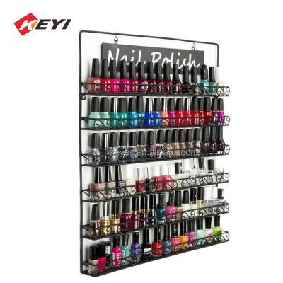 China Custom Wall Mounted Showroom Metal Wire Nail Polish Display Rack Black for sale