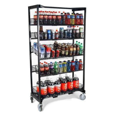 China Showroom Retail Store Supermarket Metal Soda Water/Custom Jams Stand Wine Bottle Displays For Snacks Stand Up Soft Drink Holder for sale