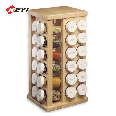 China Viable Custom Kitchen Spice Rack Organizer Bamboo Spice Bottle Rotating Storage Rack / Wooden Spice Rack for sale