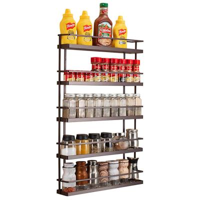 China Sustainable Kitchen 5 Tier Metal Storage Rack Rack Wall Mount Spice Rack Organizer for sale