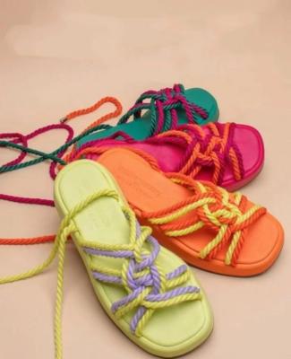 China Trendy Fashion 36-43 Women's Beach Bohemian Sandals 220210-4 With Thick Soles And String Straps for sale