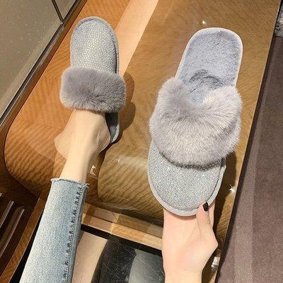 China 201026 36-43 Baotou new style faux stone breathable warm cotton slippers large size hairy female soft bottom home slippers for sale