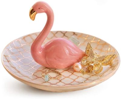 China Europe Flamingo Ring Plate Jewelry Stand Small Jewelry Tray for sale