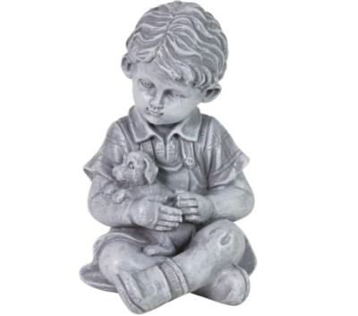 China Europe Resin Kids And Puppy Outdoor Garden Statue for sale