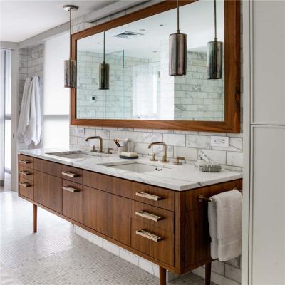 China Environmental friendly antique bathroom cabinet with mirror, solid wood bathroom cabinets from Foshan factory for sale