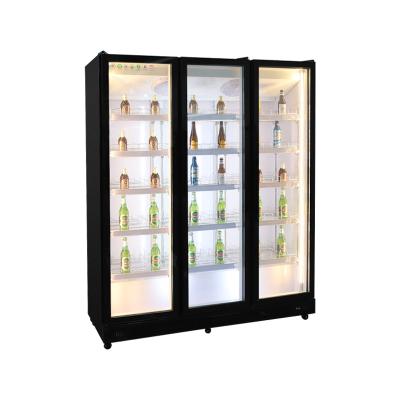 China Commercial Upright Beverage Refrigerator Display Cooler Showcase Single-temperature Freezer Glass Door Fridge for sale