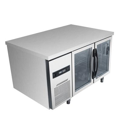 China Commercial Chiller Prep Refrigerator Double-temperature Workbench Freezer Glass Display Refrigerator for sale