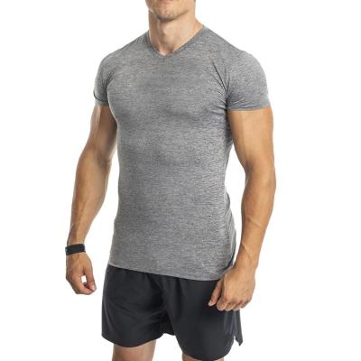 China Custom Fit Slim Fit Men's Breathable V-Neck Sweatshirts Fitness Stretch OEM Gym T-Shirts for sale