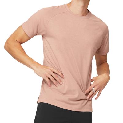 China Breathable Custom Print Short Sleeve Crewneck Slim Fit Raglan Sleeve Mens Fitness Casual T-Shirts for sale